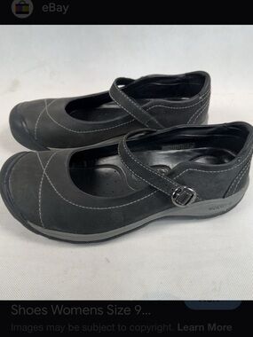Keen Gray and Black Presidio II Mary Jane Slip-On Flats with Strap